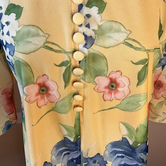 WESTSIDE Clothing Company Dress Size 10P Vintage 1980s Yellow Floral - Picture 3 of 13
